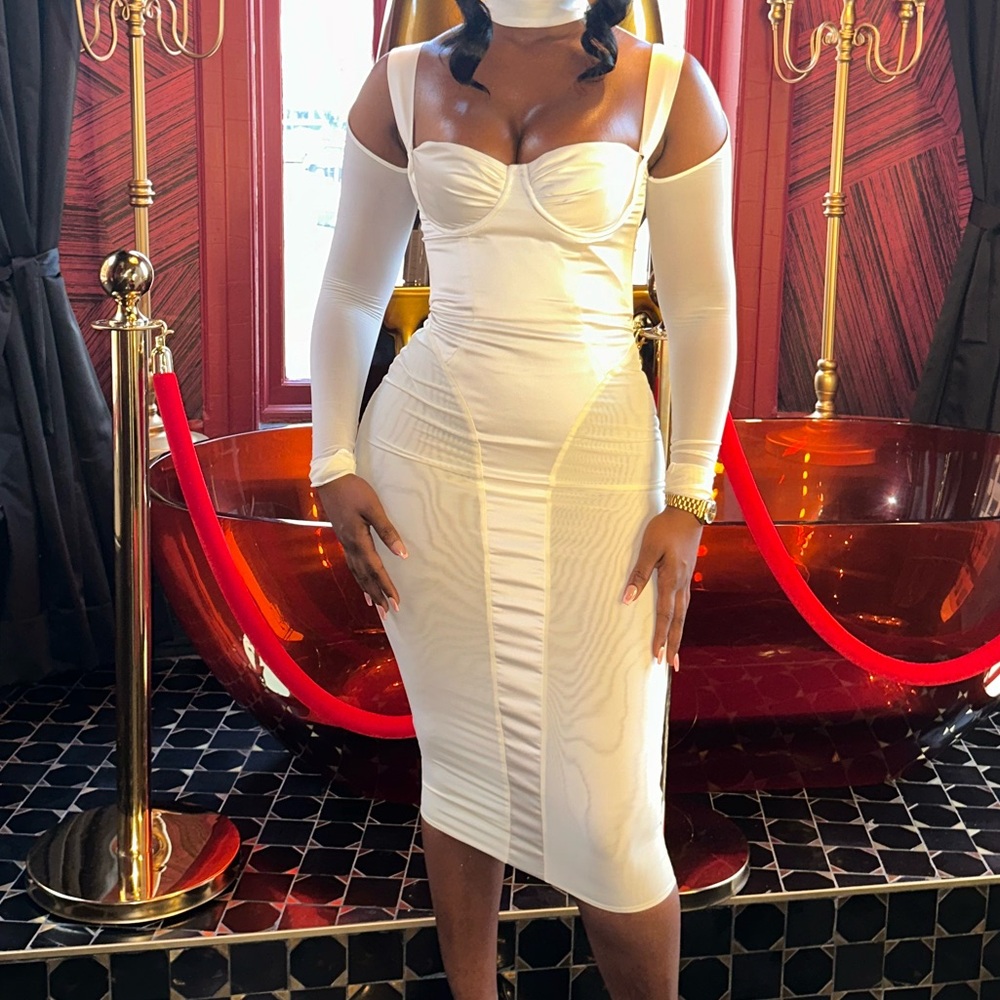 House of CB Cream Midi Dress